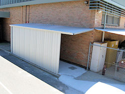 Side shed installed